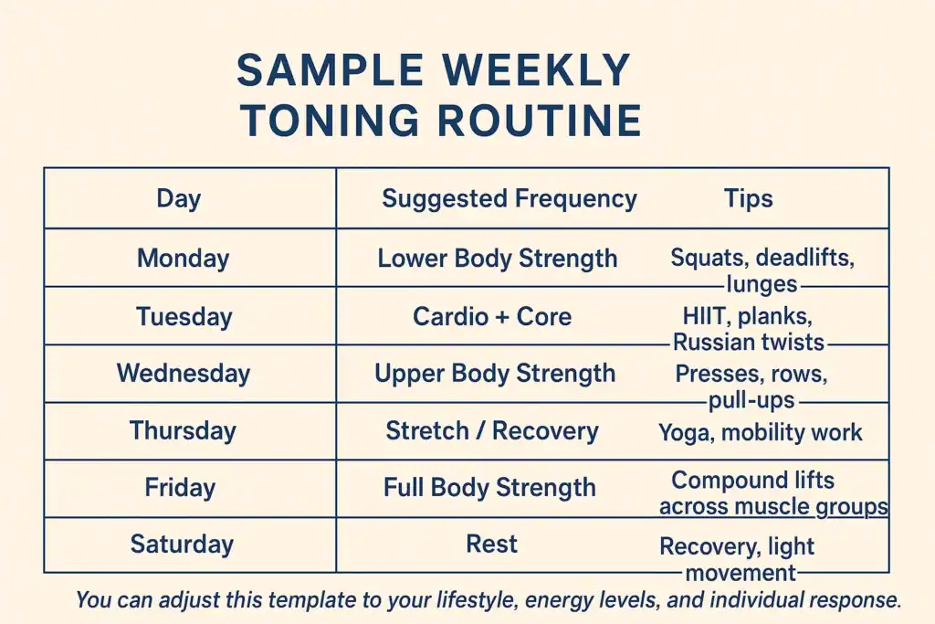 Achieving the Perfect Tone: How Often Should You Exercise for Results? 4 Weekly exercise East Grinstead plan graphic