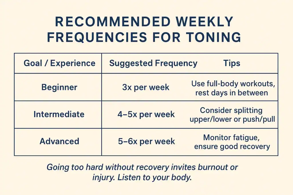Achieving the Perfect Tone: How Often Should You Exercise for Results? 2 Graphic to show how often you should do exercise to help with toning East Grinstead